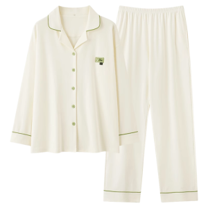 Miiow | Pure Cotton Sleepwear 2025 New Four Seasons Couple Style Long Sleeve Women Large Size Simple Solid Color Home Clothes Set