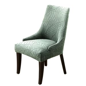1pc Jacquard Sloping Dining Chair Cover Anti-dirt High Back Armchair Covers Washable Seat Covers for Home Office Hotel Wedding