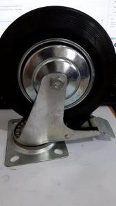 Roda Karet Hidup dan Rem 8 inch untuk etalase/rak besi dan aluminium