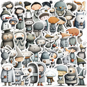 50-100PCS Awkward People & Sad Mood Graffiti Stickers Decorative DIY Handbooks Waterproof Stickers