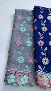 High Quality African Swiss Cotton Lace Fabric 3D Floral Embroidery With Rhinestones Nigerian Swiss Voile Lace For Party Wedding