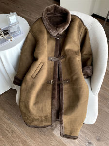 Long Female Jacket Deer Skin Velvet Thickened over Knee Coat Winter Loose Rabbit Fur Simulation Fur Coat Integrated Leather And Fur