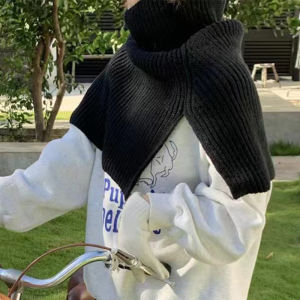 Scarf Womens Winter Wool Fashionable Stylish Outer Wear Pullover Scarf Womens Pure Color Korean Style Easiest for Match Bandana Knitting Shawl