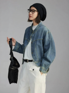 Áo Khoác Denim Bông Đơn Giản Phong Cách Retro