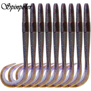 Spinpoler Soft Fishing Lure Worm Long Tail 8" 10" Double Color Earthworm Silicone Artificial Bait Bass Saltwater Fishing Tackle