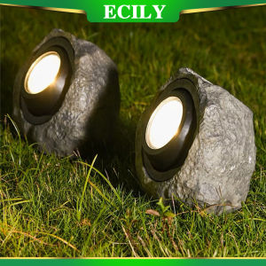 ECILY Solar Simulation Stone Lights Garden Lights Outdoor Outdoor Garden Lawn Decorative Spotlights Creative Decoration Outdoor Waterproof Resin Crafts Garden Decorative Garden Lights