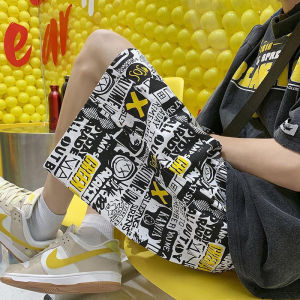plus Size 300 Pounds American Cartoon Graffiti Shorts Mens Summer Loose Casual Hip Hop Five-Quarter Pants Breathable Lightweight