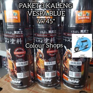Pilok Cat Semprot Samurai Paket Lengkap 3 Kaleng Pastel Vespa Biru Blue V745  White 102 745 Clear Glossy 128 400ml