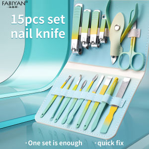 Nail Cutter Set Sharp Nail Clippers Gradient Color Stainless Steel Nail Eyebrow Scissor Ear Scoop Pimple Needle Beauty Kit Nail Art Tools