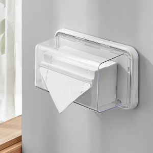 Tissue Box Holder/Magnetic Tissue Box/Kitchen Tissue Dispenser Holder/Rectangular Tissue Holder Tissue DispenserMagnet Adsorption Type Household Waterproof No Punching