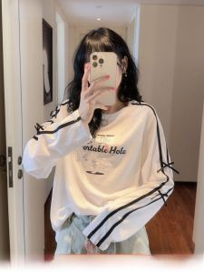 South Korea Dongdaemun Summer New Arrival Side Ribbon Three-Dimensional Bows Cartoon Rabbit Letter Print Long Sleeves T-shirt for Women