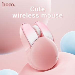 【Upgraded】Hoco M6 Cute Wireless Mouse USB Receiver 1200 DPI Macaron Color Cute Personalized Rabbit Mice Office Silent Mouse For PC Laptop Computer  2.4G  Wireless Mute Mouse Wireless Mouse With Battery