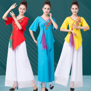 Square Dance Clothing Suit Summer Short Sleeve Skort Dance Festive Classical Dance Fan Dance Yangge Clothes Ethnic Dance
