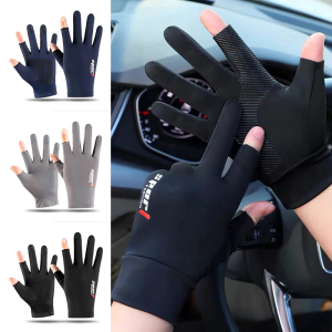 Sun Protection Gloves Ice Silk Non Slip Touch Screen Half Finger Hiking Cycling Gloves Elastic Outdoor Sports Motorcycle Gloves
