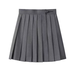 Pure Color A-Line Mini Skirt High Waist Pleated JK Box Pleat Short Skirt Black Ten Pleats Half Body Uniform School Uniform
