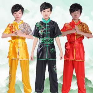Quần Áo Biểu Diễn Võ Thuật Cho Trẻ Em Thêu Rồng Quần Áo Thi Đấu Thanh Thiếu Niên Tập Luyện Kung Fu Cho Bé Trai Và Bé Gái Mùa Hè 2022