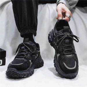 Mens Sports Shoes Breathable Mesh Casual Running Shoes Korean Style Trendy Anti-slip Labor Protection Spring Autumn Wear