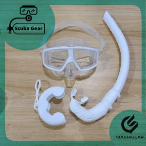 SCUBAGEAR Mask Apnea Low Volume + Snorkel Flexible - Combo Set Masker Freedive Speafishing