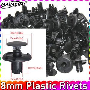 Car Hole Plastic Rivets 8mm Universal Fastener Push Clip Black Car Bumper Door Trim Panel Retainer Fastener Clip Car Accessories