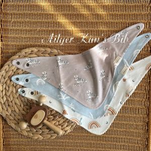 Pure Cotton A-Class Waterproof Double-Layer Towel Triangle Scarf Baby Bibs Set of 3 Soft Comfortable Durable for Infants