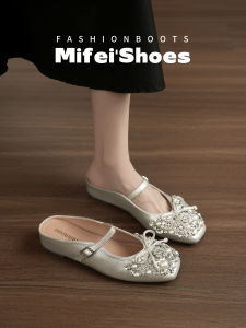 MIFEI | Water Crystal Toe Cap Slip-on High Heels Sheepskin