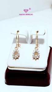 Yaxiya Anting Gantung Wanita Permata Zircon Perhiasan Lapis Emas 18K 510