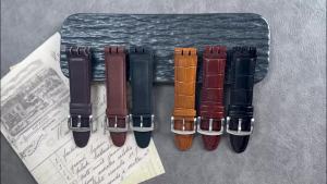23mm Genuine Calfskin Leather Watchband For Swatch IRONY YOS440 449 448 401G Watch Strap Men Women Sport Bamboo Pattern Bracelet