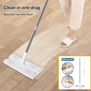 Electrostatic Flat Mop Rotatable Wash-free Disposable Mopping Cloth Wet&Dry Dual-use Dust Removal for Household Floor Cleaning