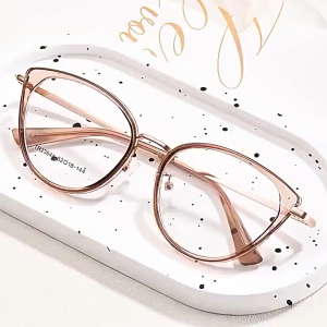 AR019 Kacamata Frame Cat Eye Lensa Anti Radiasi Gagang Metal Fashion Wanita Classy Look