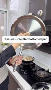 316 stainless steel flat bottomed pan uncoated frying pan household non stick pan induction cooker