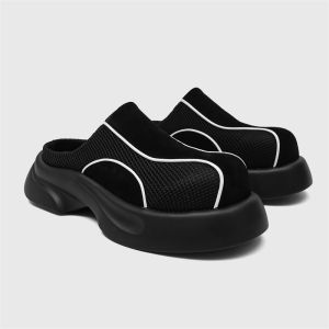 Mens Casual Slip-On Shoes Thick Bottom Leisure Half Slippers Trendy Design Youth Fashion Spring Summer Rubber Foam Sole