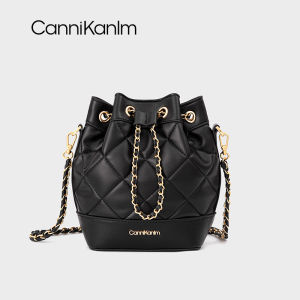 CanniKanlm Genuine Leather Bucket Bag Womens Double Shoulder Bag 2025 New High-End Single Shoulder Slant Cross Bag
