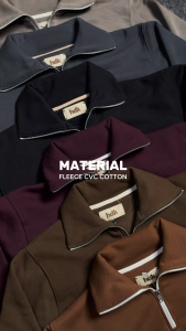 Sweater Halfzip Premium Pria / Wanita | Berbahan Fleece | Halus & Tebal | Crewneck Berkerah Resleting Tanpa Kupluk | Hoodieku