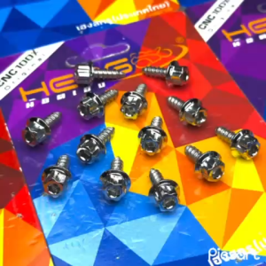 HENG / SC SIAM 13 PCS BODY BOLTS SE ( MIO i 125 / M3 ) CNC GEAR / CONCAVE / GOLD / SILVER FLOWER