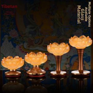 Lotus Shaped Glass Butter Lamp Stand