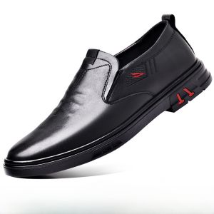 SHIPAILUO | Spring 2025 Mens Casual Leather Shoe Covers Slip-On Anti-Slip Breathable Soft Bottom Comfortable Dad Shoes Real Leather