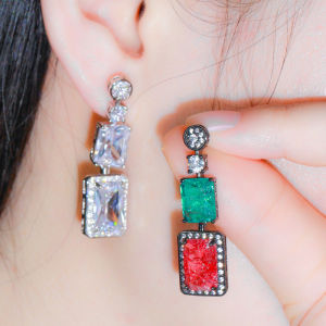 SEQUITO Classy Women Ear Jewelry Silvery Black Gold Plated Pave Setting Multicolor AAA Cubic Zirconia High Quality Long Drop Banquet Party Earrings SE810