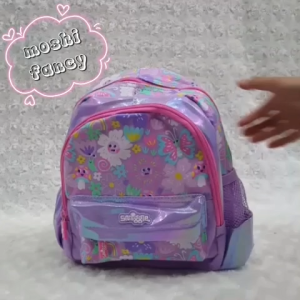 Tas Ransel Sekolah Motif Flower Butterfly Purple Anak PAUD TK / Tas Sekolah Anak PAUD TK motif Bunga Ungu / Tas Gendong Anak Perempuan Girl