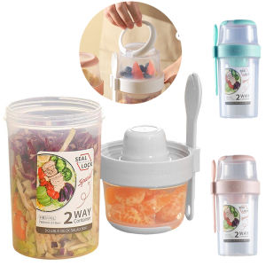 2 Way Container Fresh Salad Cup Salad Meal Shaker Cup Portable Fruit And Vegetable Container 870ml Food Box