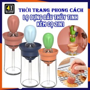 Bình Đựng Dầu Ăn Chất Liệu Thủy Tinh Kèm Cọ Quét Dầu Silicon Chịu Nhiệt 250ML - Lọ Để Dầu Ăn 2in1 - Chai Thủy Tinh Đựng Dầu Ăn