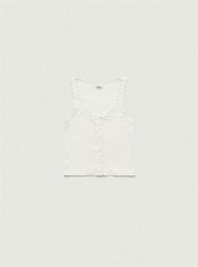 Dongda Gate Eight Milk Barnnet Single Button Lace Trim Butterfly Knot Tie Strap Vest Top Womens Fashion Commute Style Short Length Solid Color