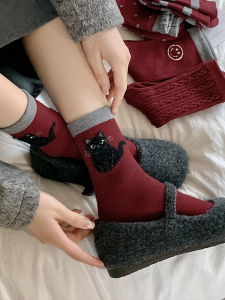 Ankela Red Womens Mid-Calf Cotton Socks Versatile Pure Cotton Womens Footwear for Sports And Outdoor Activities