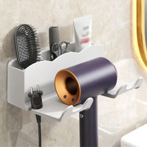 Wall Mounted Hair Dryer Holder for Bathroom Shelf Without Drilling Plastic Hair Dryer Stand Bathroom Organizer