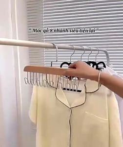 Móc Phơi Bằng Gỗ 8 nhánh Treo Đồ Đa Năng Móc Treo Áo lót Túi Cà Vạt Thắt Lưng Tiện Dụng