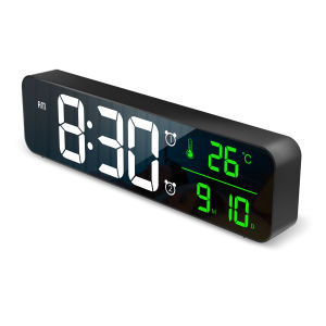 Brifit 10.5 Inch Digital Clock Large Screen LED Alarm Clock Mirror Wall Clock Time Date Temperature Display Automatic Brightness Desktop Electronic Clock Suitable for Living Room Office Bedroom Gift