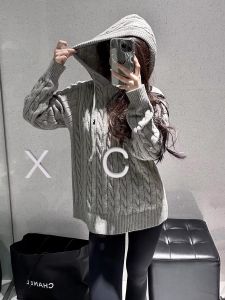 Korean Style Long Sleeve Cashmere Base Shirt Womens Lazy Soft Wool Knitwear Hat Design Casual Comfortable Breathable Top