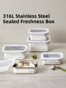 LocknLock Stainless Steel Food Storage Container 316L Bento Box Lunch Box Sealed Freshness Preservation for Frozen Food And Fruits
