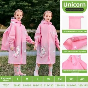 Quick-drying Waterproof Heavy-duty Kids Raincoat School Bag Space