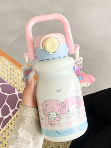 แก้วน้ำสแตนเลส 316 ทรงสุดน่ารัก ความจุขนาดใหญ่พร้อมสตรีทเทิร์น แก้วน้ำแบบพกพาสำหรับนักเรียน แก้วดื่มแบบสองทาง