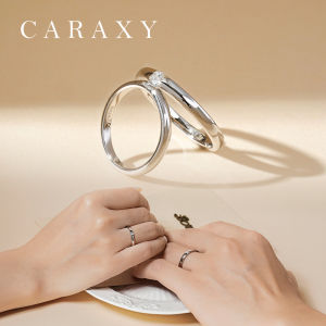 CARAXY | Wedding Couple Rings 18k Gold and Platinum with Lab-Grown Diamond
